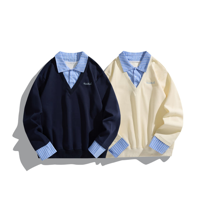 Unisex Oversize Layering Sweater with integrated shirt collar Mune Fashion