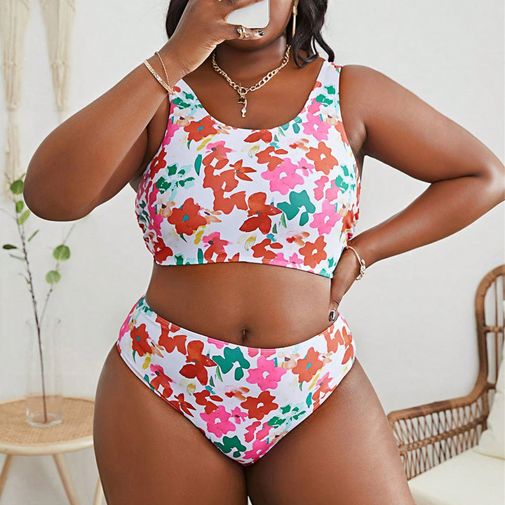 Women's bikini set with high waistband cut and floral design Mune Fashion