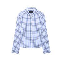 Women's tailored checkered shirt blouse made of cotton blend with Kent collar Mune Fashion