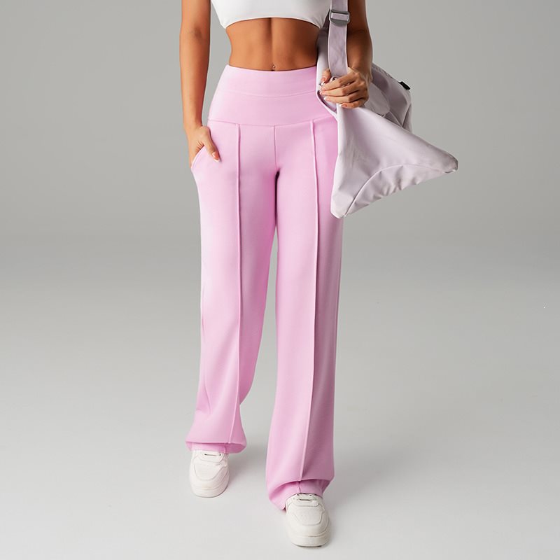 Women's High-Waist Palazzo Sweatpants with Crease and Comfort Waistband Mune Fashion