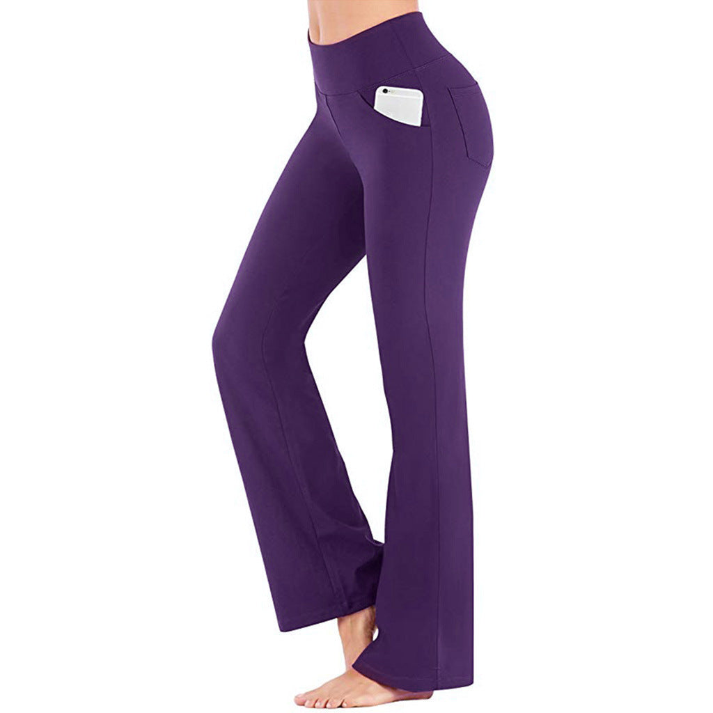 Women’s flared high-waist yoga pants with side mobile pocket and shaping comfort waistband Mune Fashion