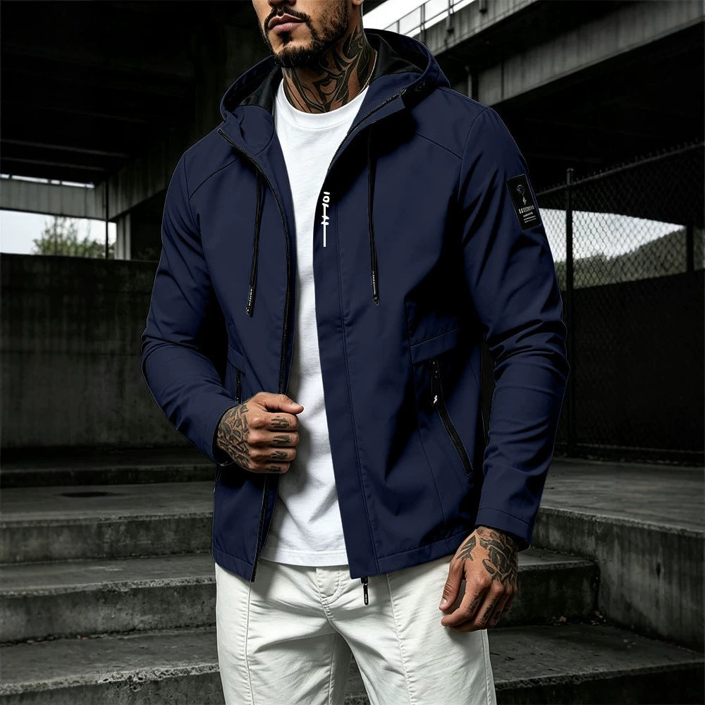 Men's Water-Repellent Softshell Jacket with Hood and Concealed Zipper Mune Fashion