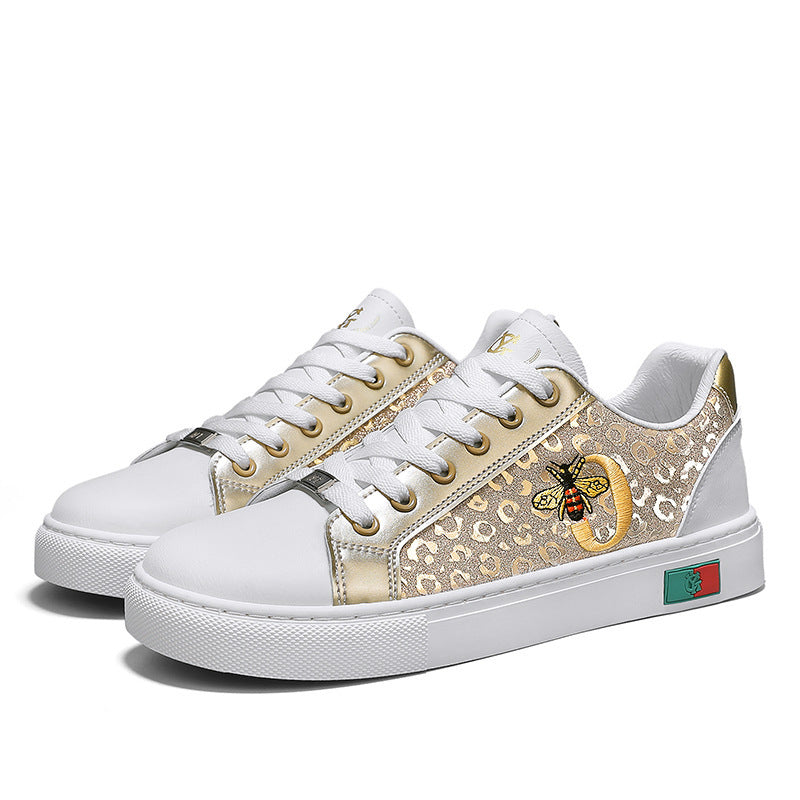 Women's fashionable platform sneakers with embroidered bee appliqué and discreet animal embossing Mune Fashion