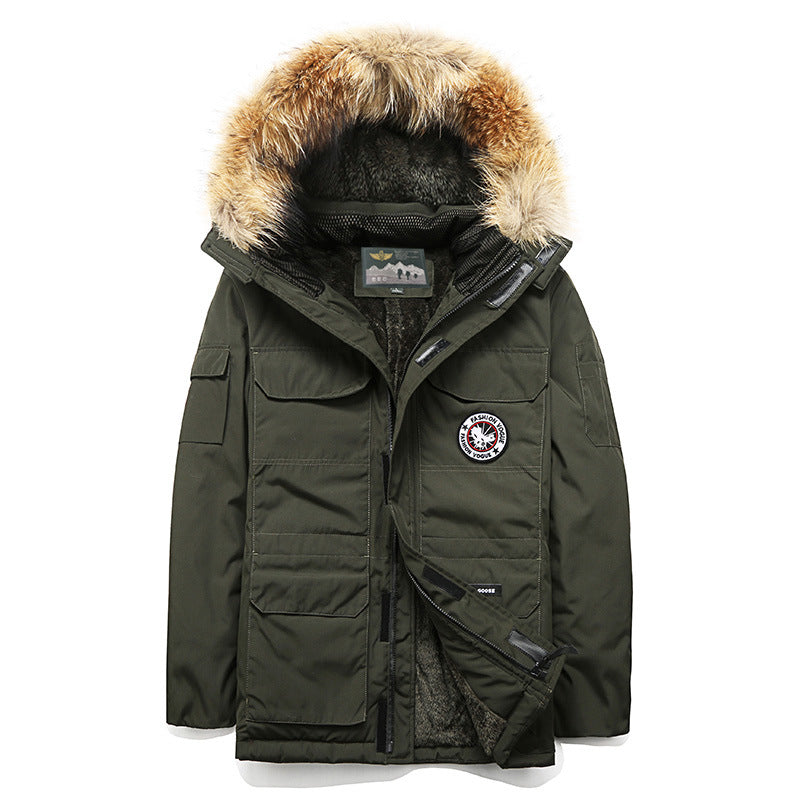 Men's winter parka with hood and faux fur trim, insulating thermal lining & multiple pockets Mune Fashion