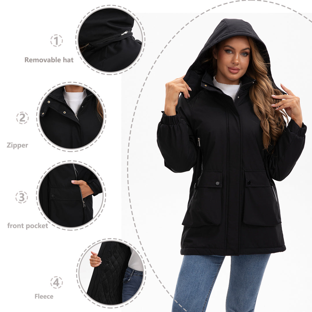 Women's lightweight hooded parka with concealed two-way zipper and patch pockets Mune Fashion