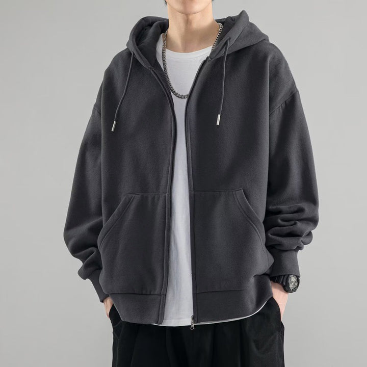 Men's oversized hoodie jacket with full zip, double-layer hood, and kangaroo pockets Mune Fashion