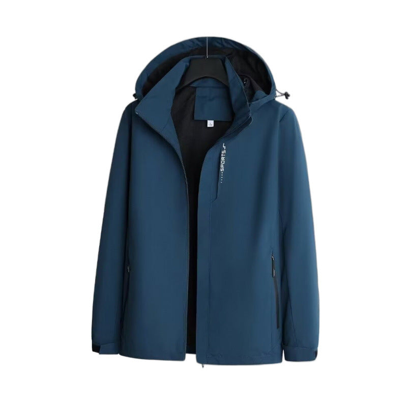 Men's Wind and Water-Resistant Softshell Jacket with Hood, Breathable Membrane, and Concealed Zipper Mune Fashion