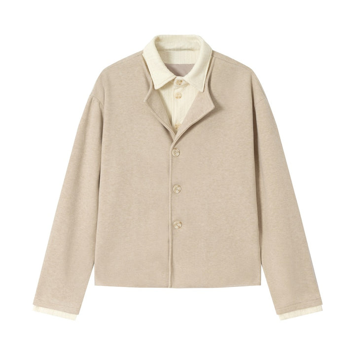 Men's short jacket in layered look with contrast collar Mune Fashion