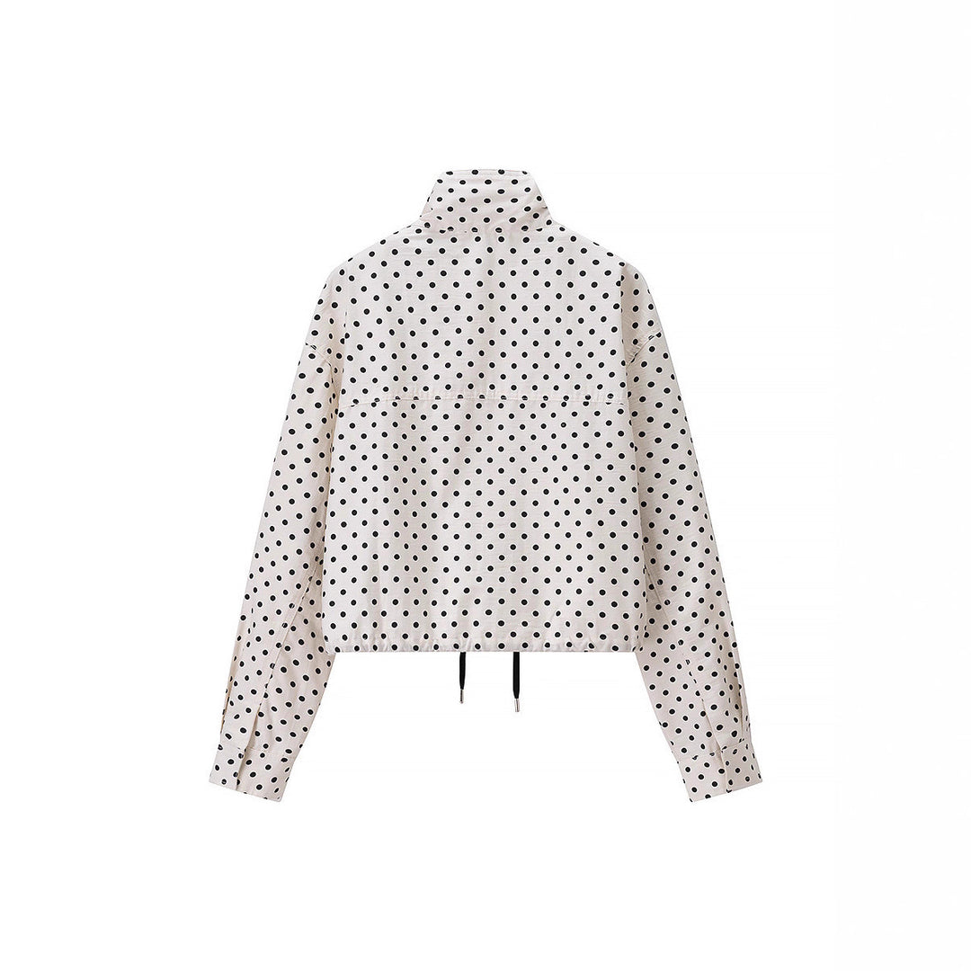 Women's Polka Dot Satin Loungewear Set with Oversized Blazer and Drawcord Shorts Mune Fashion