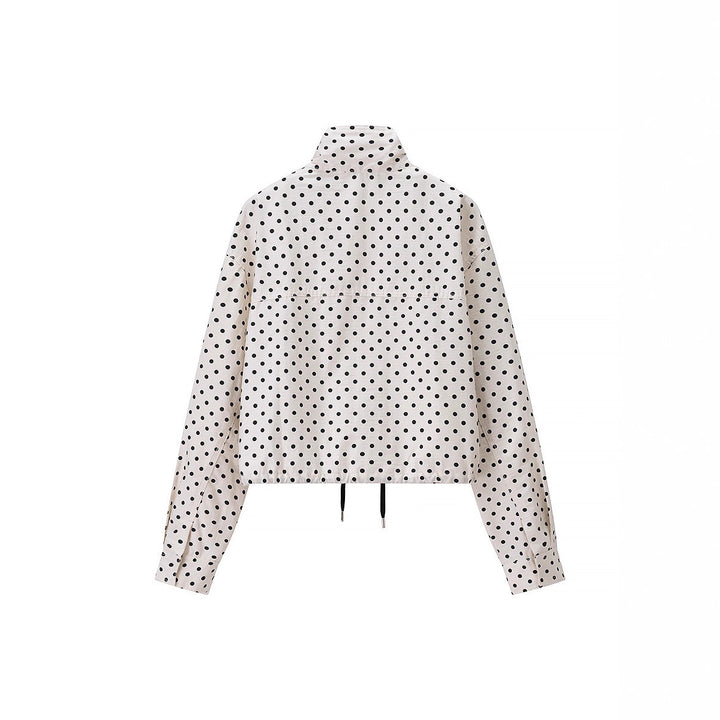 Women's Polka Dot Satin Loungewear Set with Oversized Blazer and Drawcord Shorts Mune Fashion