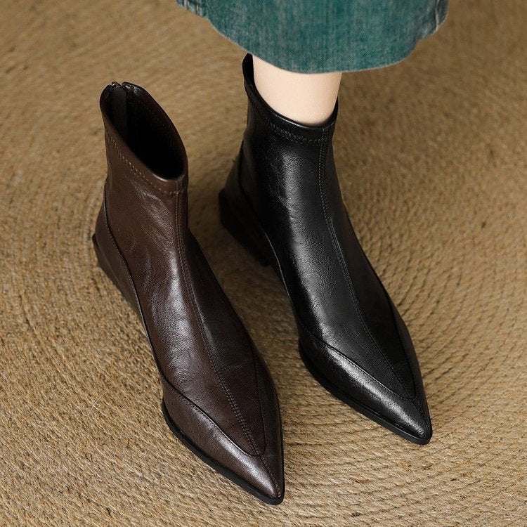 Women Elegant Lace Ankle Boots with Low Block Heel Mune Fashion