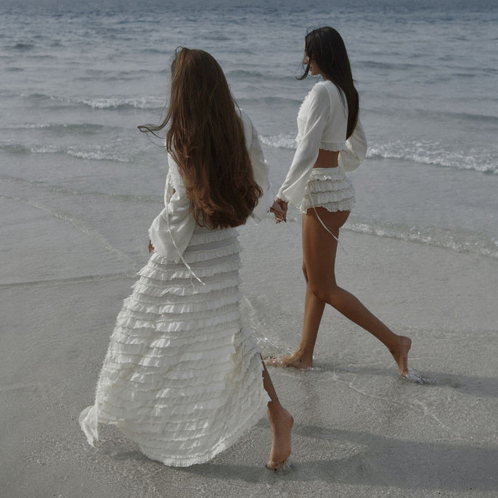 Women's playful beach top and mini skirt set Mune Fashion