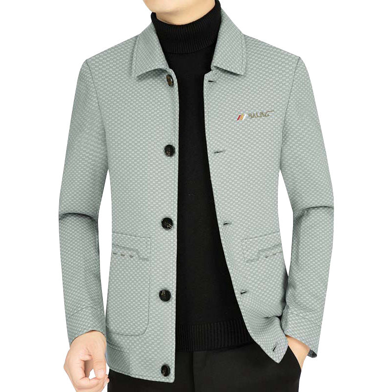 Men's lightweight textured transition jacket with shirt collar and patch pockets Mune Fashion