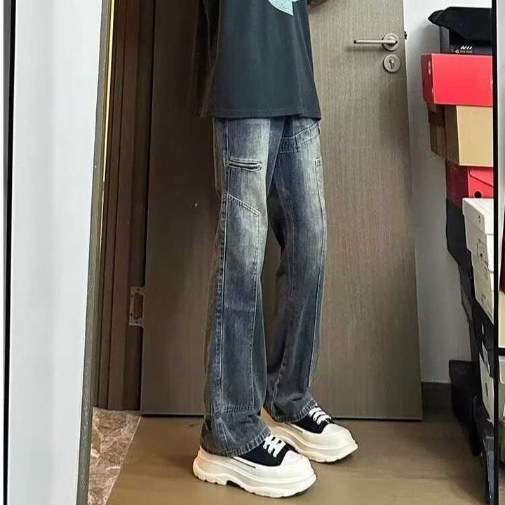Men's Fashion Wide-Cut Jeans with Practical Pockets Mune Fashion