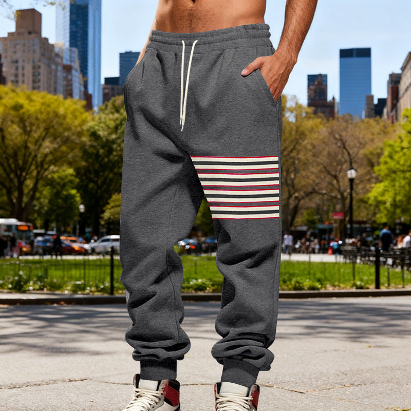 Men's Relaxed-Fit Jogging Pants with Side Stripe Application, Drawstring & Ribbed Cuffs Mune Fashion