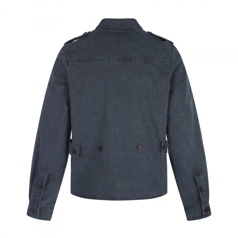 Women Boxy Overshirt Jacket made of Denim with Shoulder Flaps and Patch Chest Pockets Mune Fashion