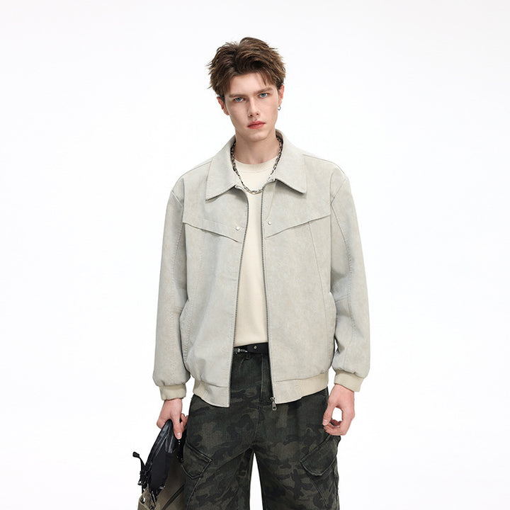 Men's Lightweight Harrington Jacket in Overshirt Style with Ribbed Cuffs Mune Fashion
