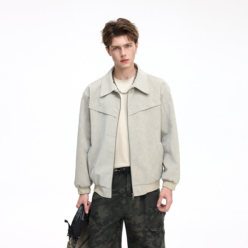 Men's bomber jacket in Harrington style with ribbed hem and concealed zipper Mune Fashion