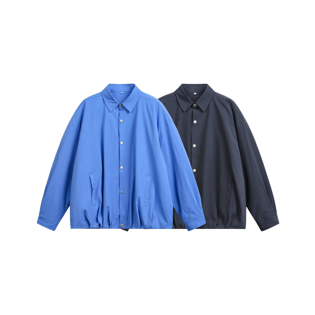 Men's Oversize Coach Jacket with Snap Button Closure and Straight Hem Mune Fashion