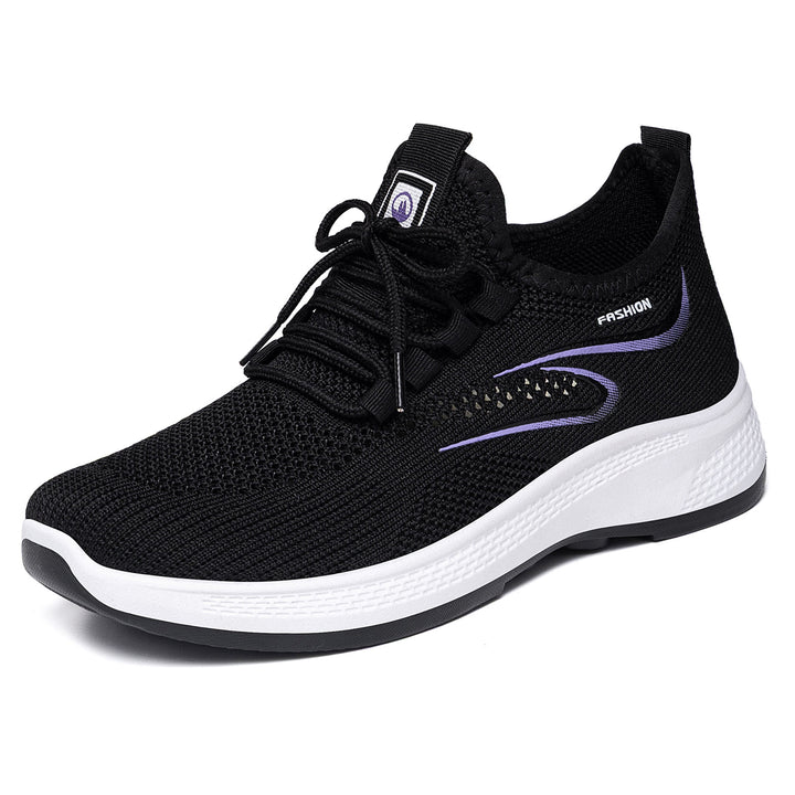 Women's breathable knitted casual sneaker with elastic lacing and shock-absorbing wedge sole Mune Fashion