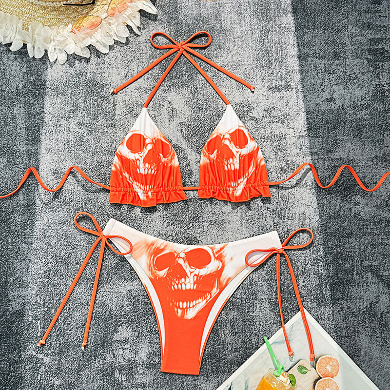 Women's Triangle Bikini Set with Creative Skull Design Mune Fashion