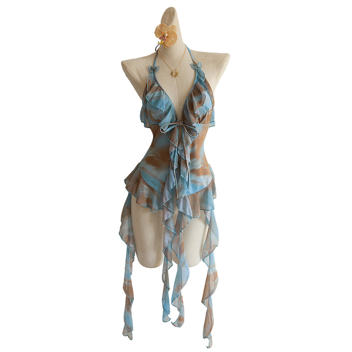 Women's beach dress with transparent ruffles Mune Fashion