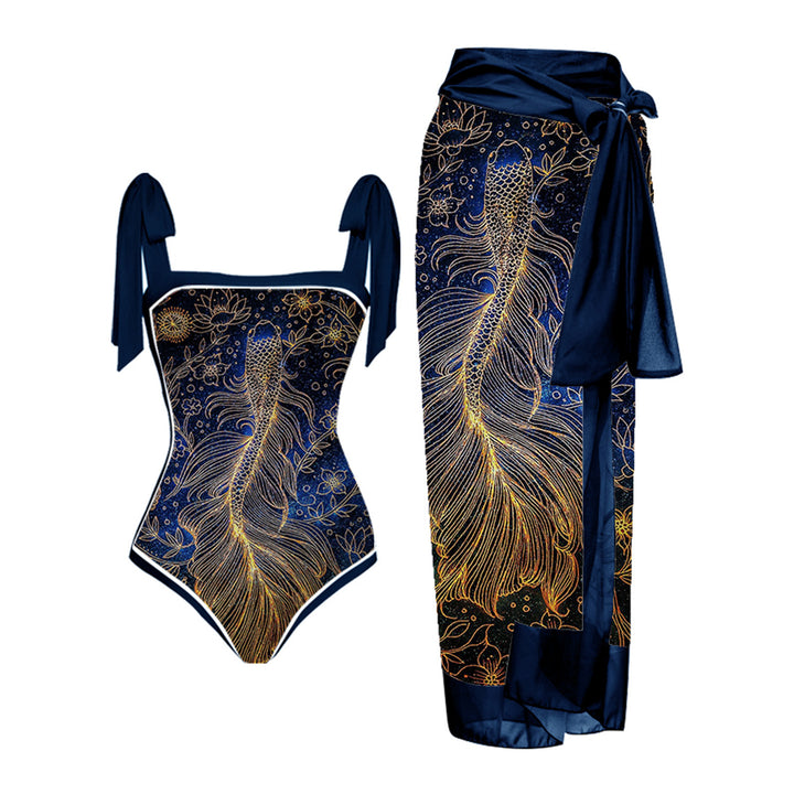 Women's Swimwear Set with Stylish Wrap Skirt Mune Fashion