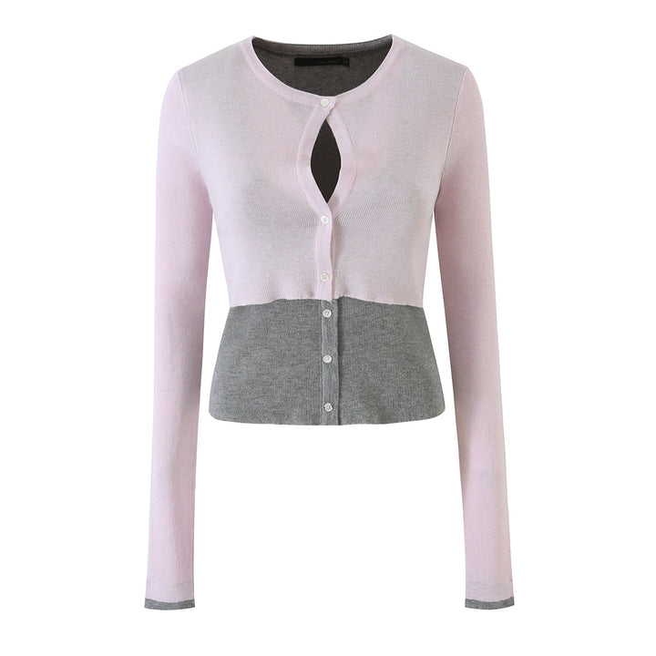 Ladies fine-knit bolero with integrated shirt panel and button details Mune Fashion