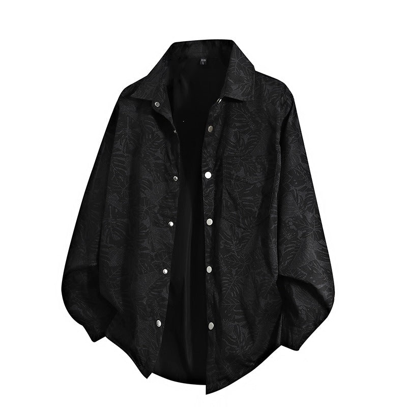 Men's Lightweight Overshirt Jacket with Botanical Allover Print, Snap Button Front & Chest Pocket Mune Fashion