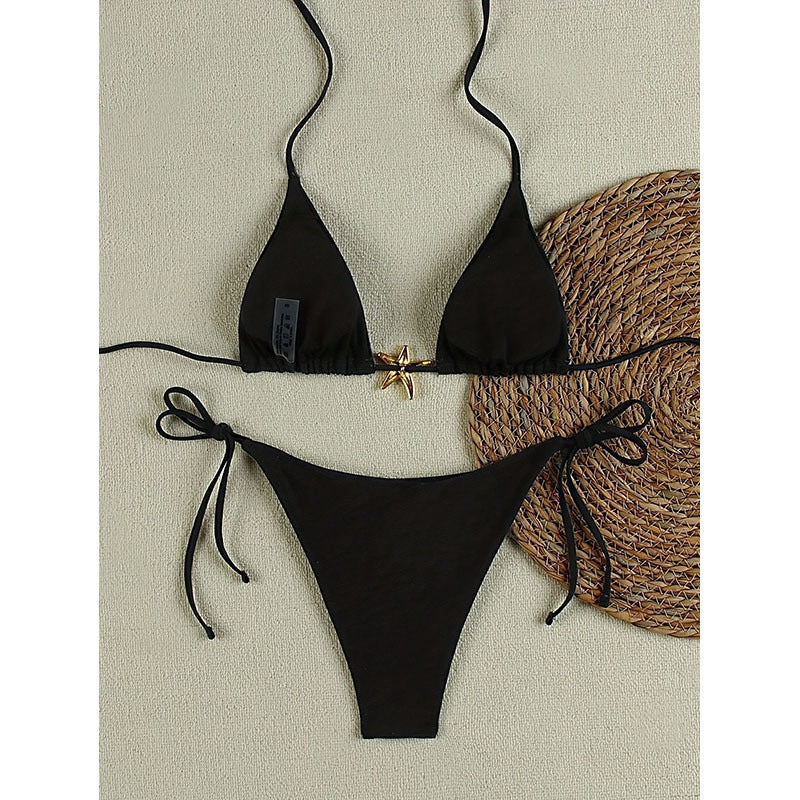 Women's Triangle Bikini with Decorative Star Pendant Mune Fashion