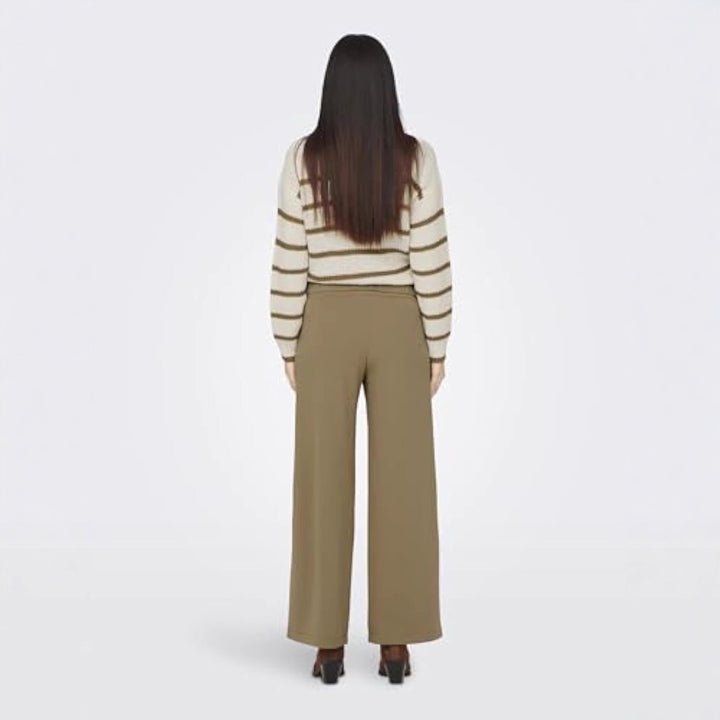 Women's high-waist culotte pants with decorative button waistband and wide leg Drune