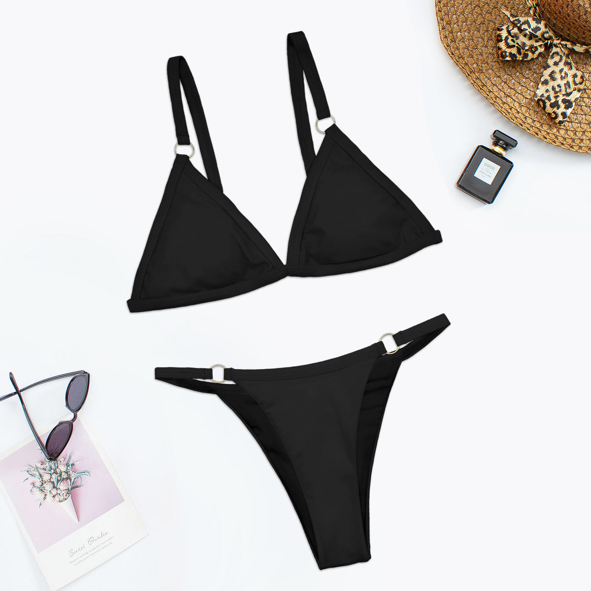 Women Triangle Bikini with Adjustable Straps and Elegant Ring Details Mune Fashion