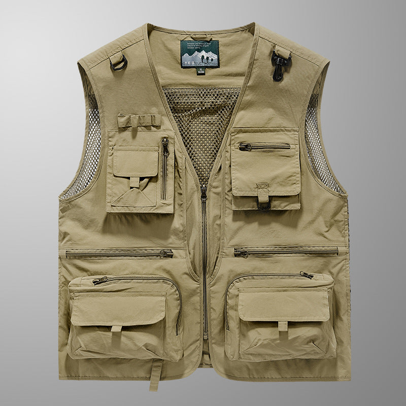 Men's Multi-Functional Outdoor Vest with Mesh Ventilation and Multiple Pockets Mune Fashion