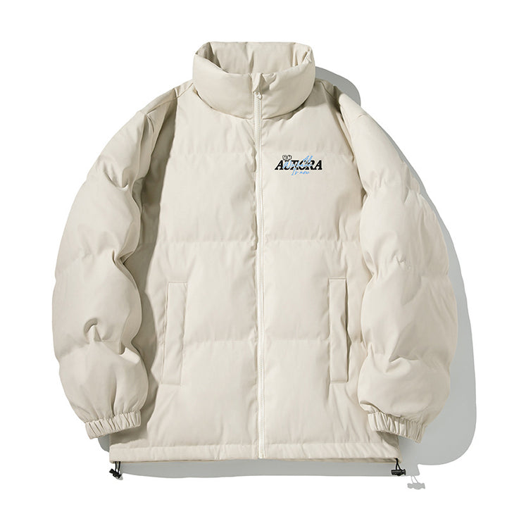 Unisex Insulated Puffer Jacket in minimalist boxy cut with high stand-up collar, concealed zipper, and drawstring hem Mune Fashion