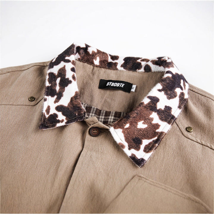 Unisex Overshirt in Utility Workstyle with faux fur collar and large flap pockets Mune Fashion
