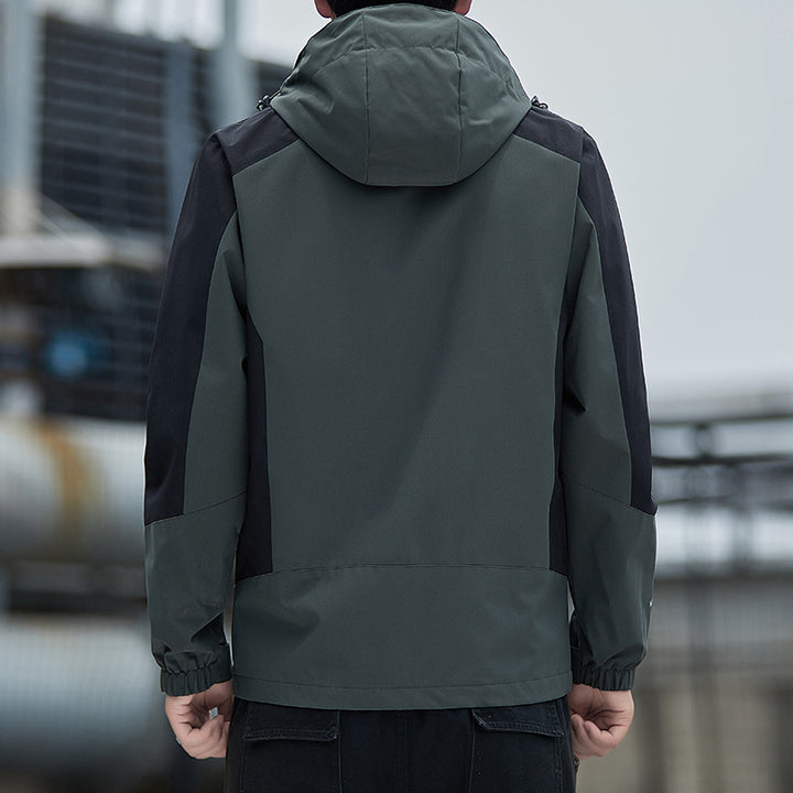 Men's lightweight wind and water-resistant hooded jacket in sporty utility style Mune Fashion