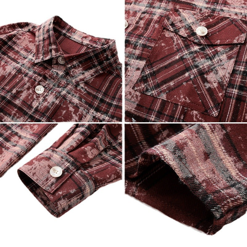 Women's Oversized Check Shirt Jacket with Vintage Effect and Breast Pockets Mune Fashion