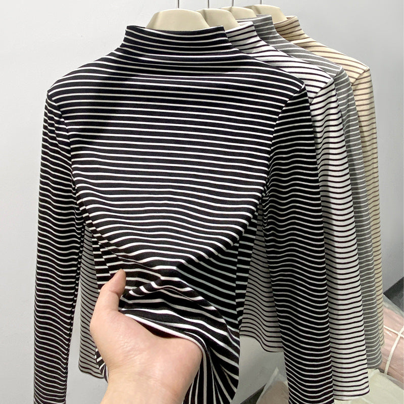 Ladies long sleeve ribbed top with high collar Mune Fashion