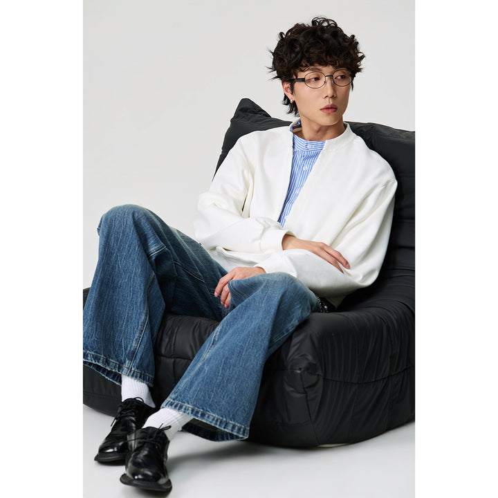 Unisex Oversize sweatshirt with deep V-neck and sewn-in shirt collar insert Mune Fashion