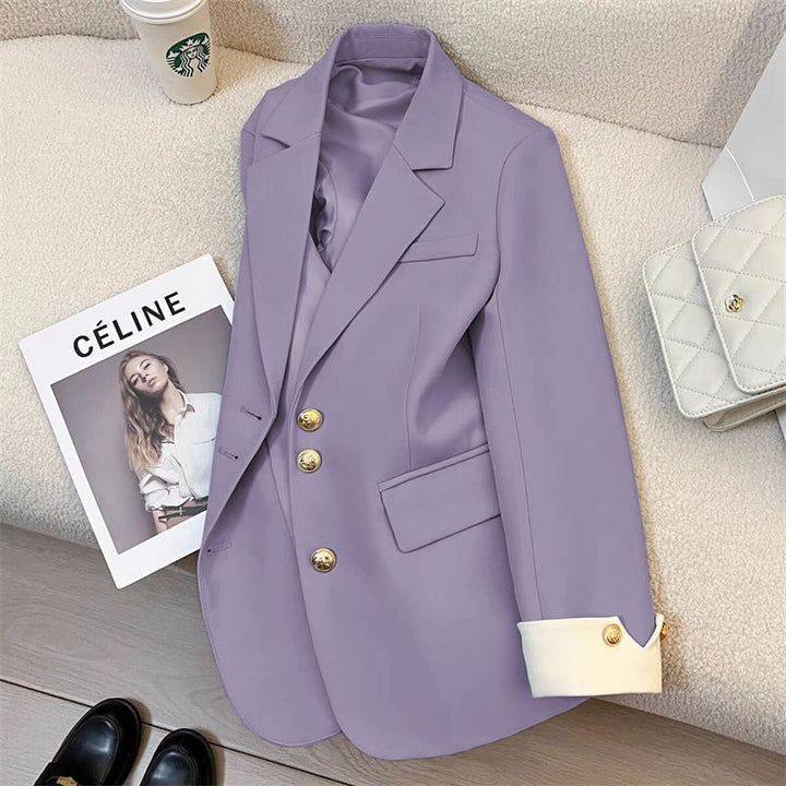 Women Elegant Blazer with Golden Buttons Mune Fashion