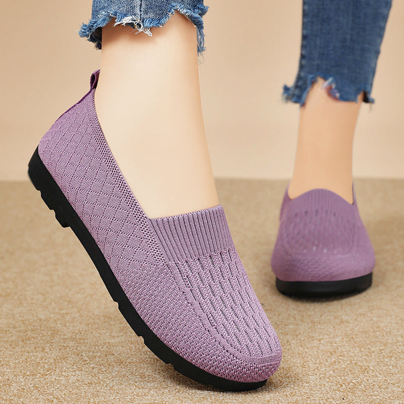 Women's hand-knitted casual slipper with breathable sock shoe, memory comfort insole, and non-slip profile sole Mune Fashion