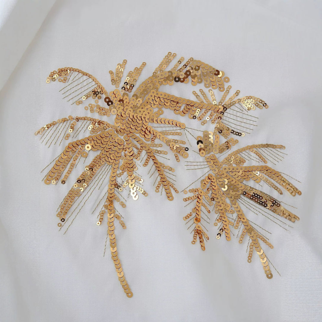 Women Oversize Shirt Blouse with Palm Motif made of Golden Sequins Mune Fashion
