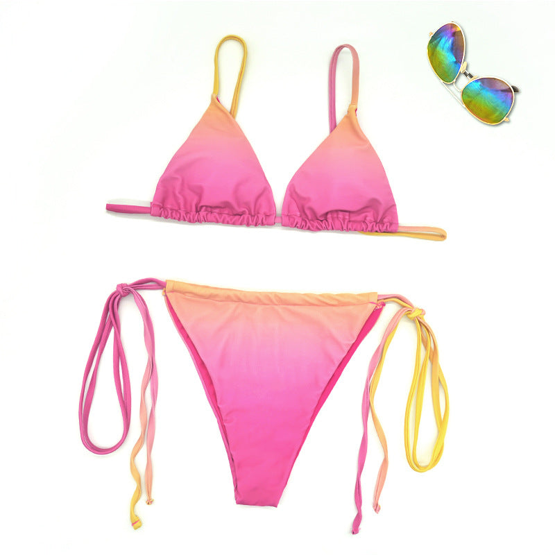 Women's Triangle Bikini with Trendy Ombre Design Mune Fashion