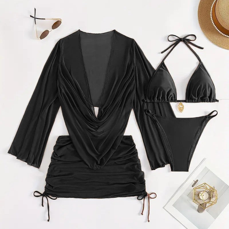 Women's bikini set with sophisticated wrap blouse and semi-transparent skirt Mune Fashion