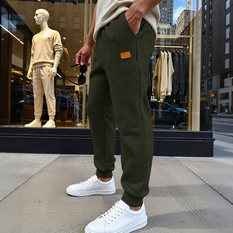 Men's quilted joggers with geometric texture pattern Mune Fashion