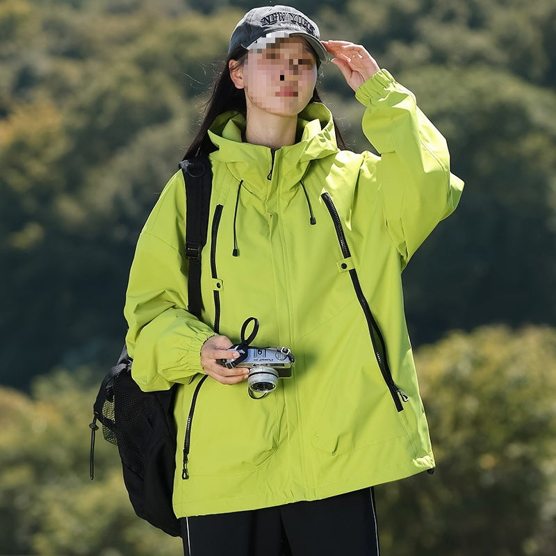 Men's Lightweight Windproof Utility Transition Jacket with Hood, Multifunctional Zippers & Adjustable Hem Mune Fashion