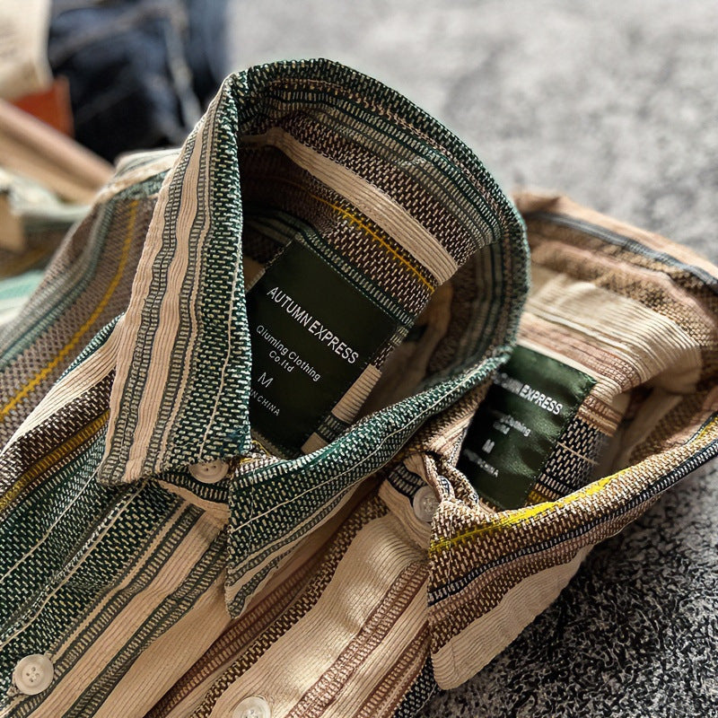 Unisex Oversized striped cotton blend shirt with chest pocket and relaxed fit Mune Fashion
