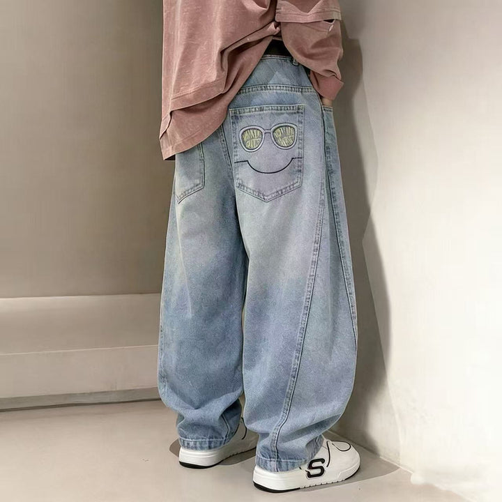 Unisex casual jeans with smiley print Mune Fashion