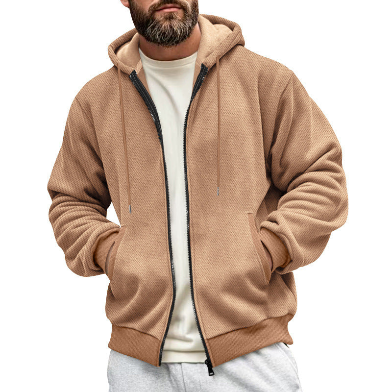 Men's Structured Hoodie Sweatshirt with Full Zip, Side Pockets and Ribbed Cuffs Mune Fashion