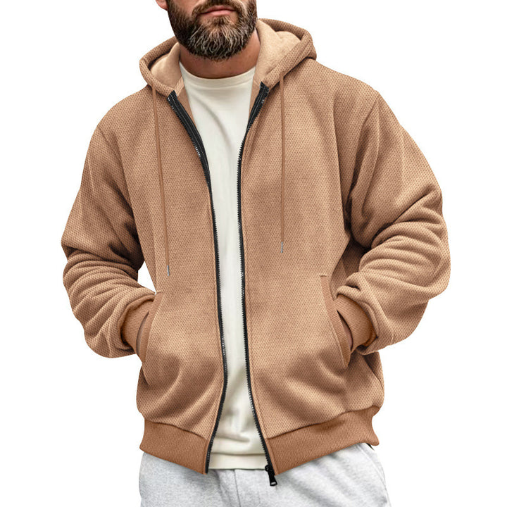 Men's Structured Hoodie Sweatshirt with Full Zip, Side Pockets and Ribbed Cuffs Mune Fashion
